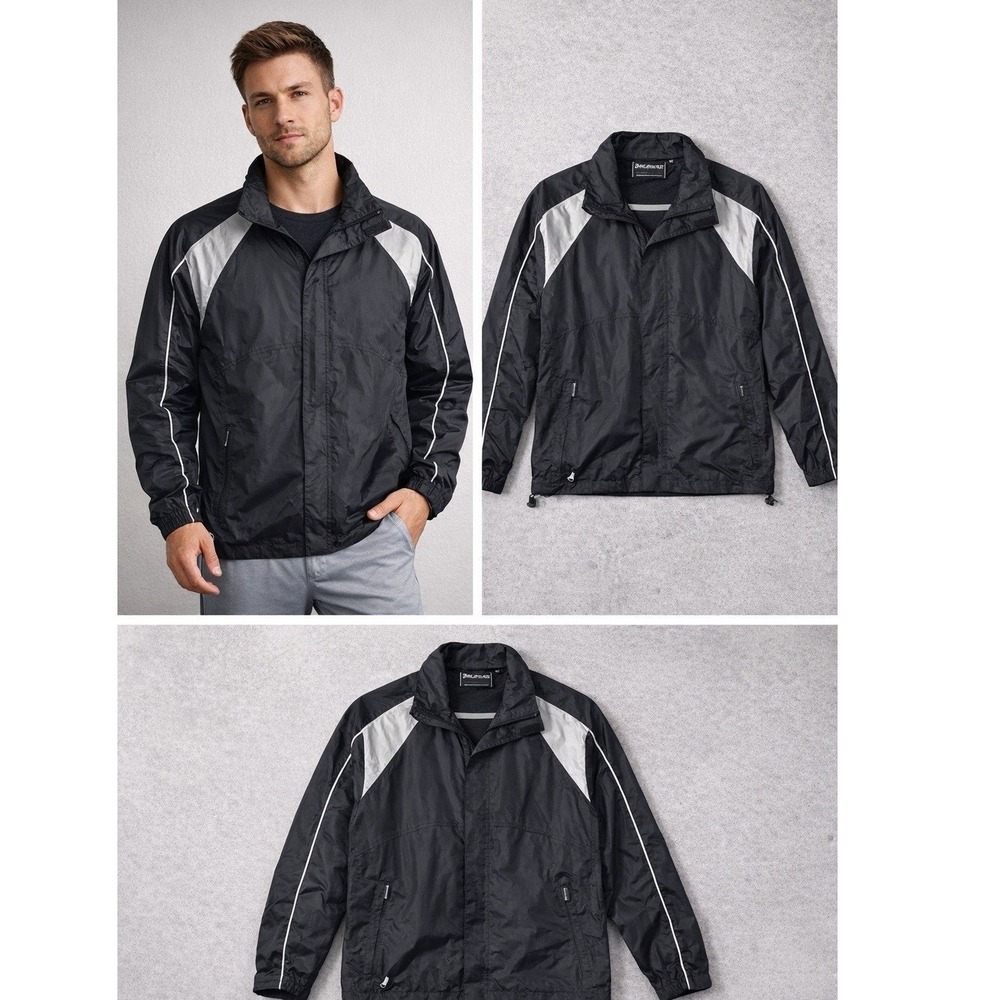 Orlimar Cyclone Golf Windbreaker Jacket Mens Medium Black White Full Zip